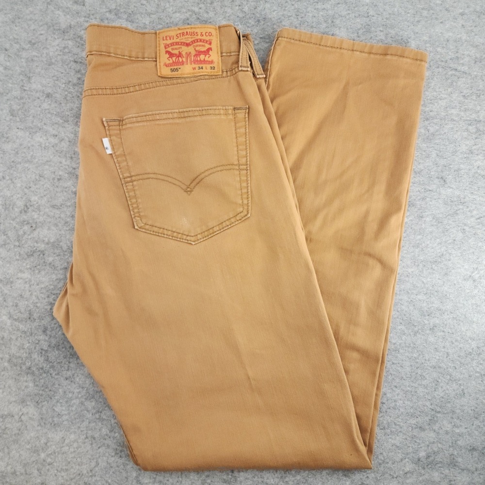 Levi's 505 Size 34x32 | Tan Regular Fit Straight Leg Twill Chino Pants Mens